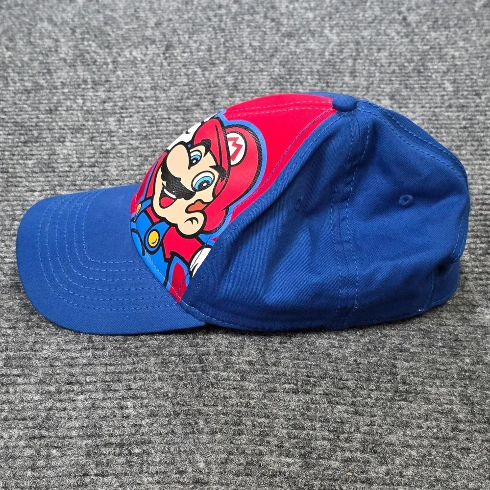 Nintendo Super Mario Graphic Baseball Cap Hat Youth OSFM Adjustable Blue Red